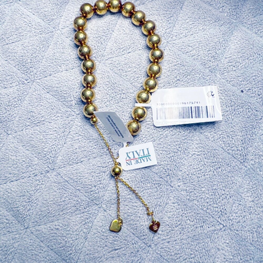 18k Gold Over Sterling Silver Beaded Bolo Bracelet